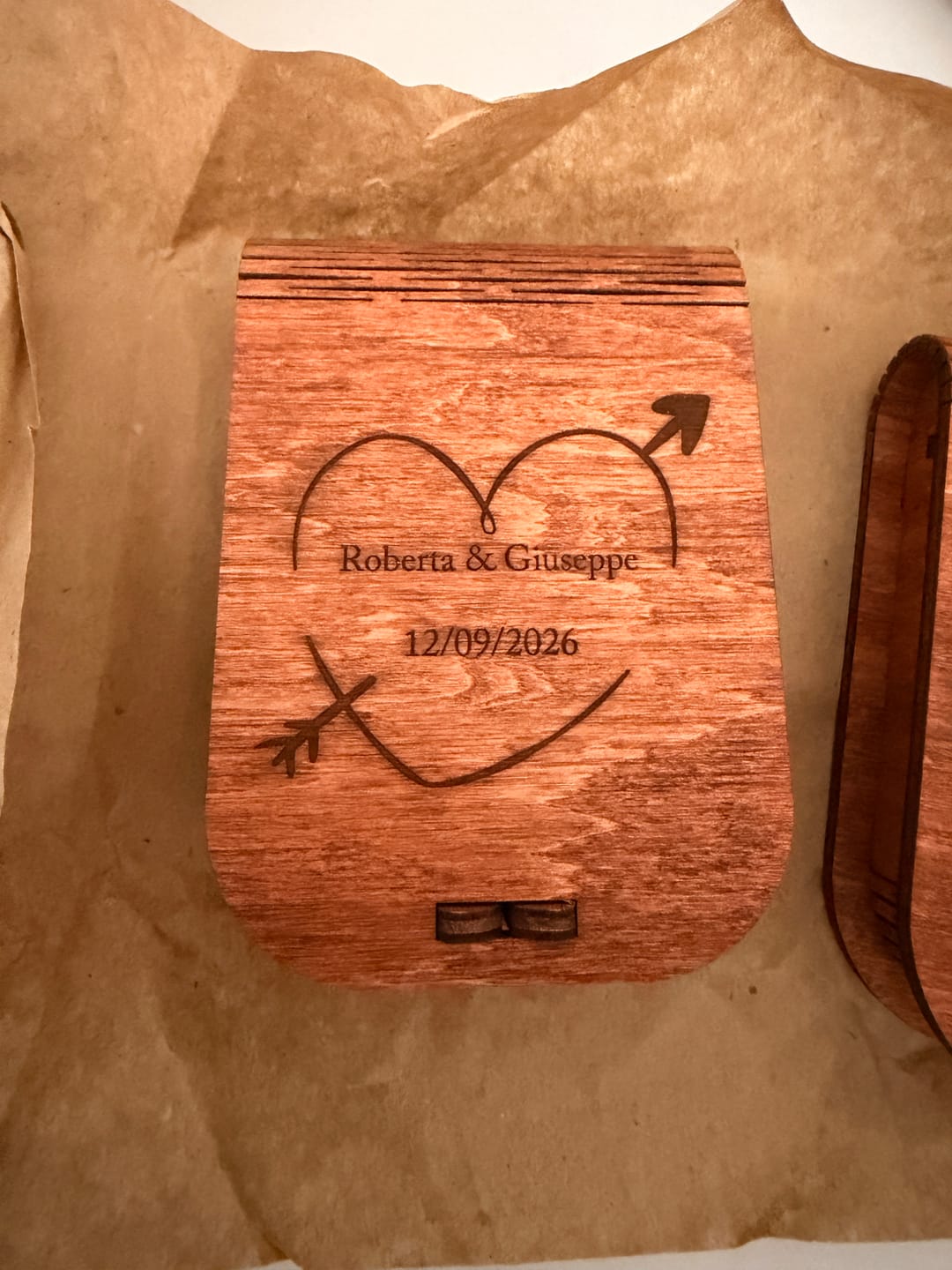 Customer photo review of Teak Wedding USB Box with Optional Wooden Flash Drive