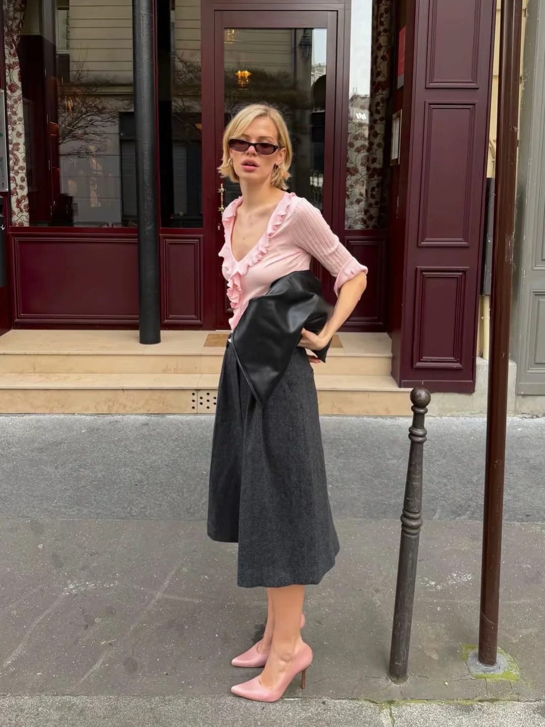 Customer photo review of Miriam Ruffled Lace-Up Cardigan Top