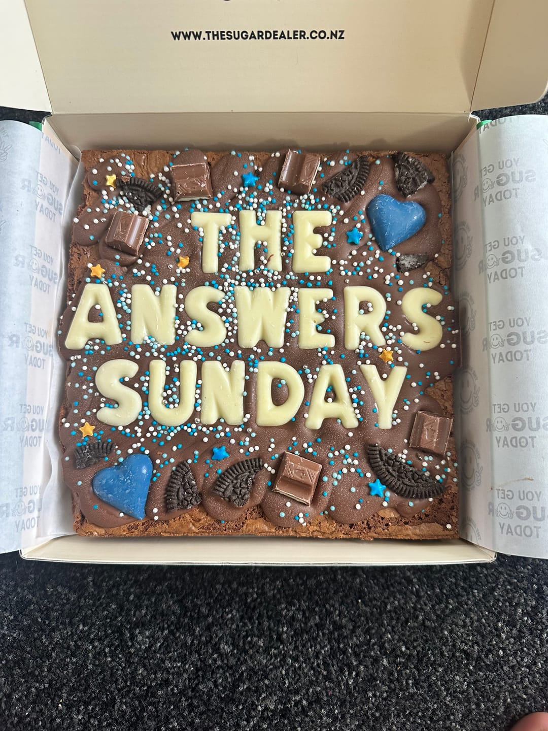 Customer photo review of Custom message fathers day brownie