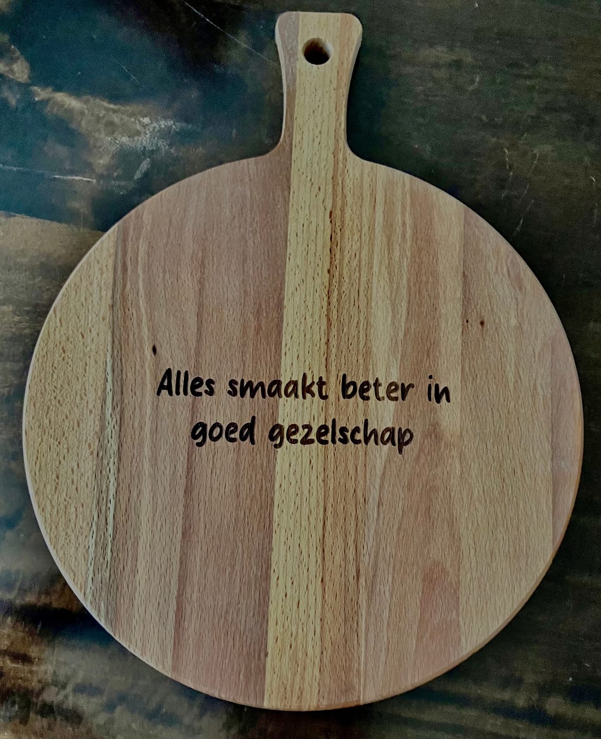 Customer photo review of Borrelplank Graveren met Eigen Tekst - Snijplank of Serveerplank