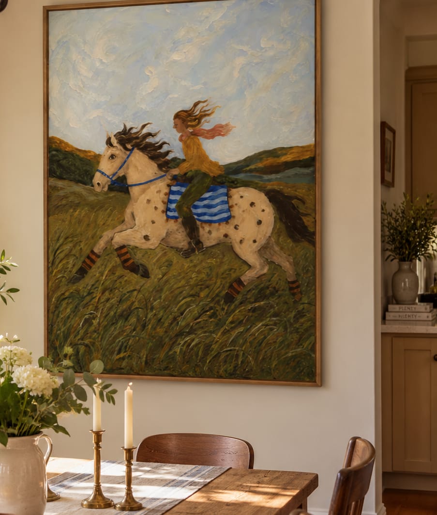 Customer photo review of Meadow Run-Spotted Horse Rider Painting