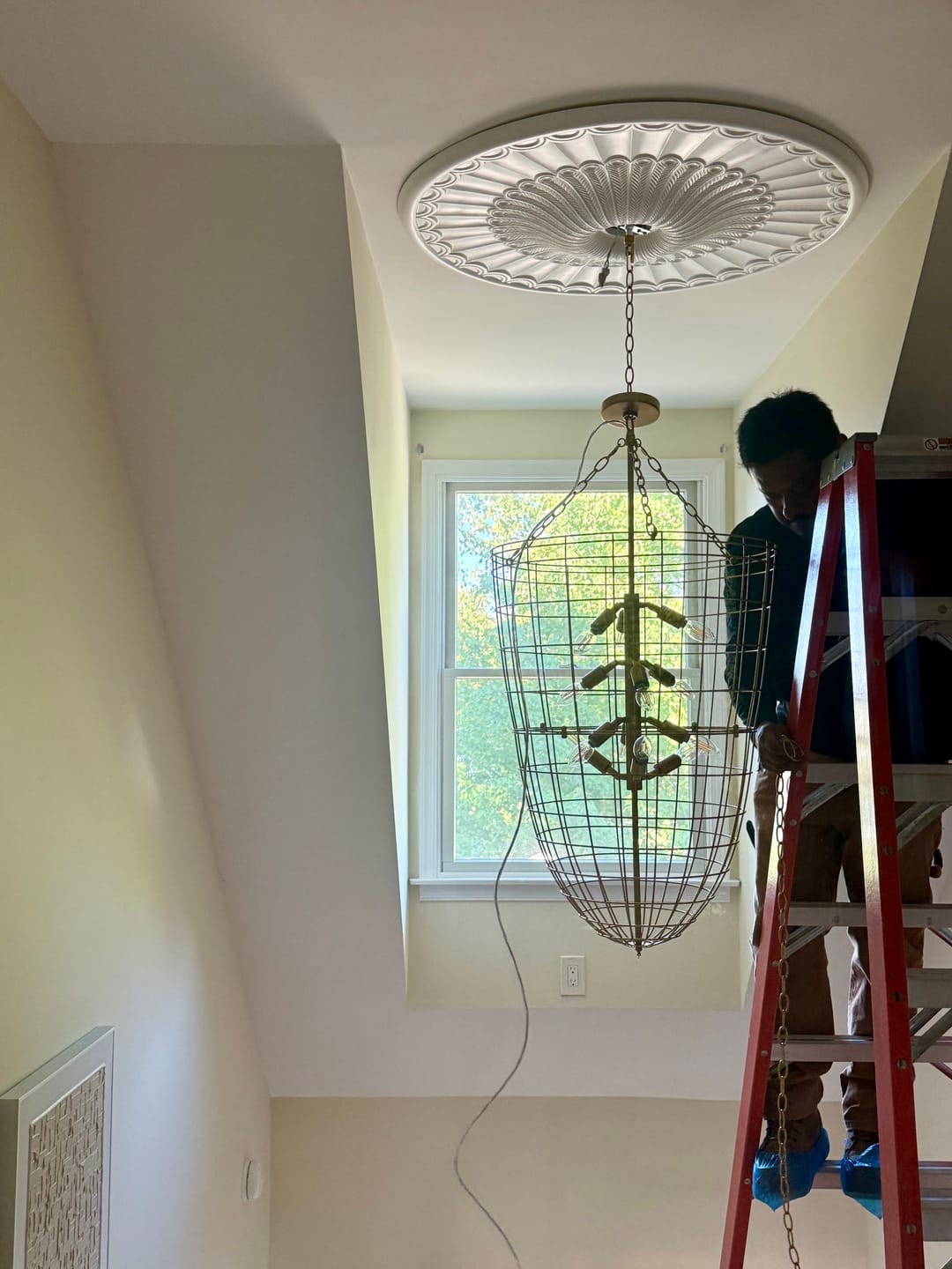Customer photo review of Luxury Cascade Cluster Ribbed Glass Bubble Entry Chandelier