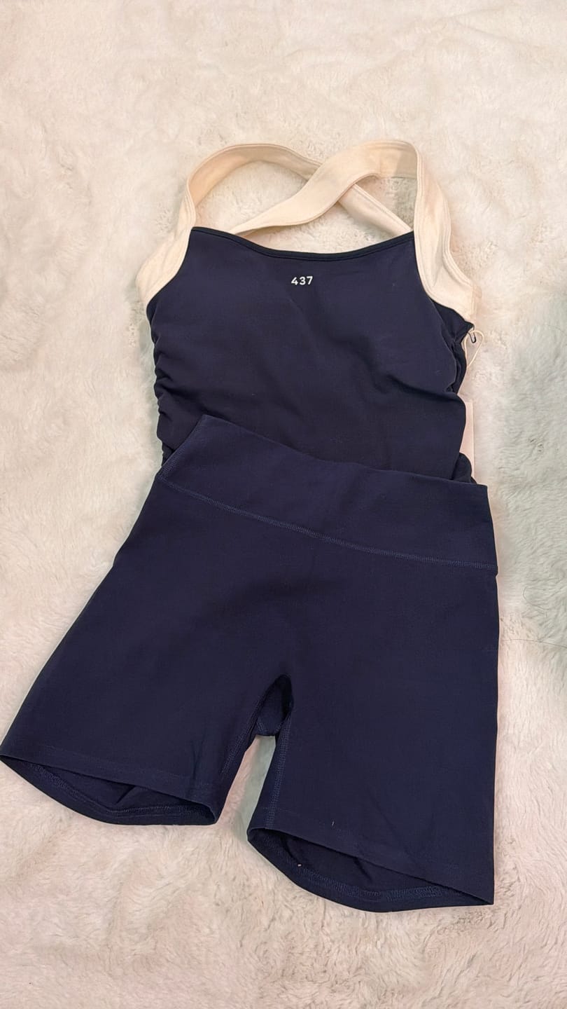 Customer photo review of The Sculpt Tank Navy & Cream