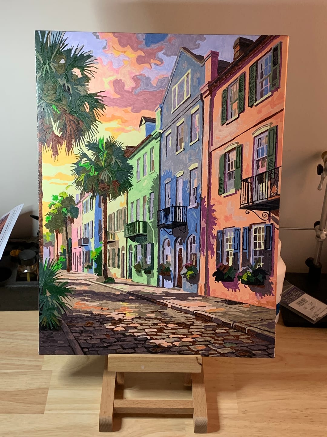 Customer photo review of Charleston Rainbow Row (Paint by Numbers)