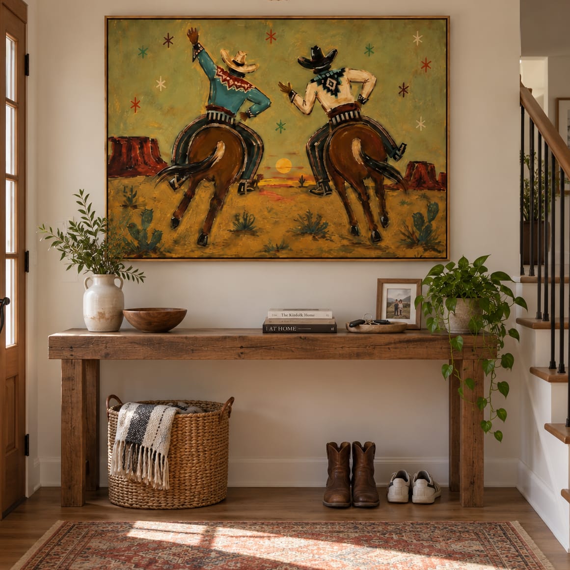 Customer photo review of Sunset Trail-Two Cowboy Horse Painting
