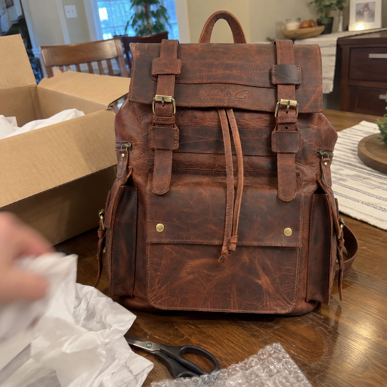 Customer photo review of Zenith | Buffalo Leather Travel Backpack