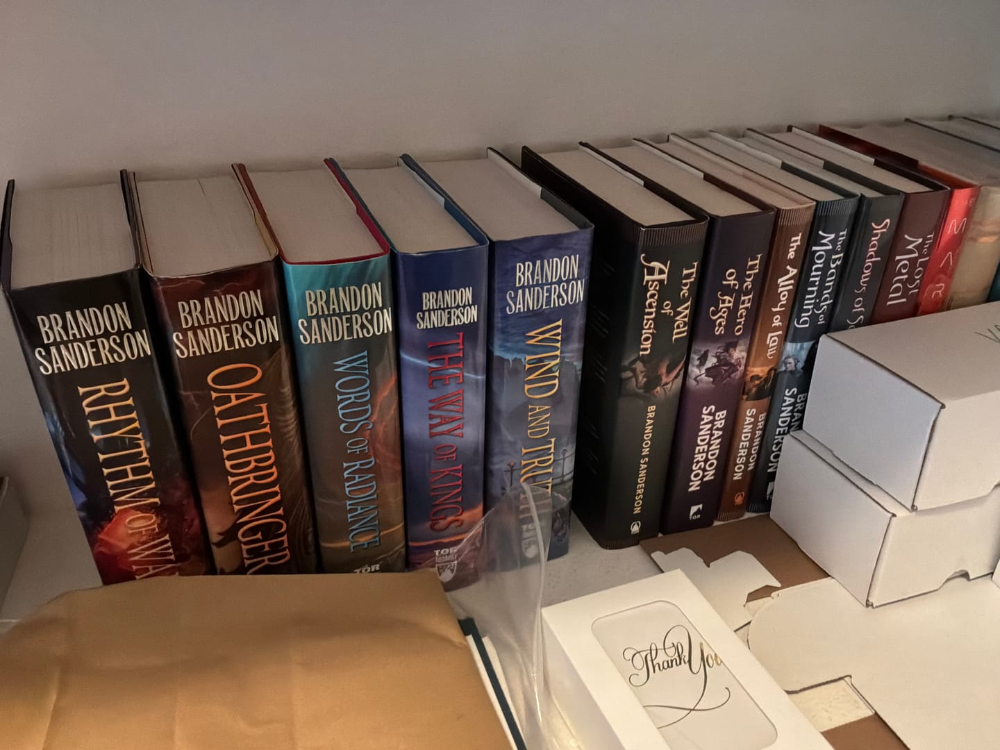 Customer photo review of Stormlight Archives HC Box Set 1-4: The Way of Kings, Words of Radiance, Oathbringer, Rhythm of War (The Stormlight Archive)