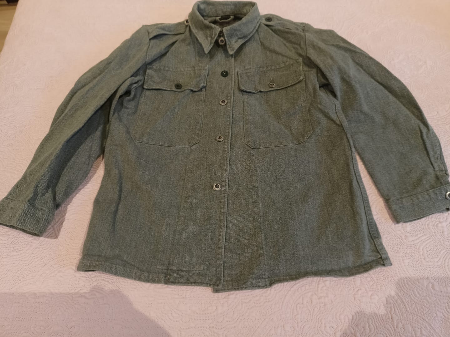 Customer photo review of Genuine Swiss army work jacket denim military jacket grey vintage surplus