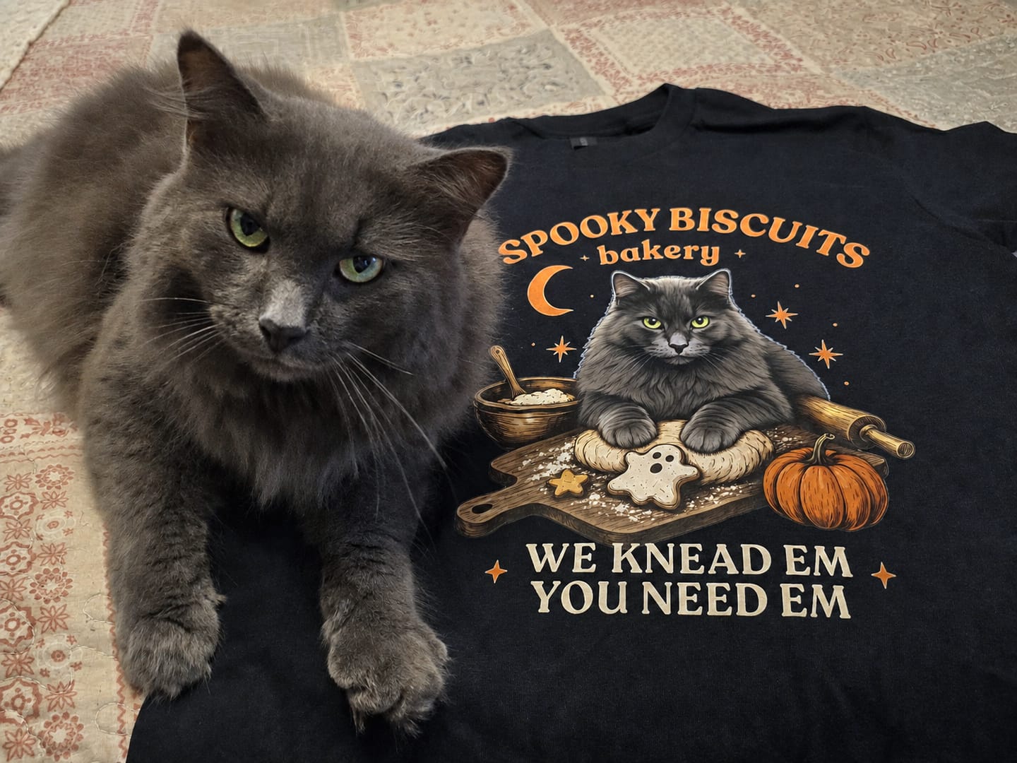Customer photo review of Spooky Halloween Custom Pet T-shirt