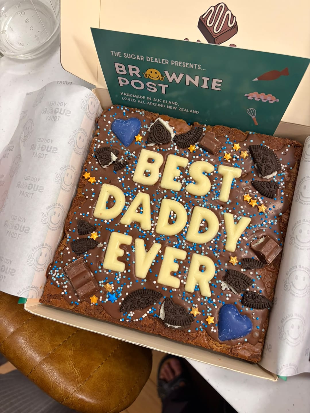 Customer photo review of Custom message fathers day brownie