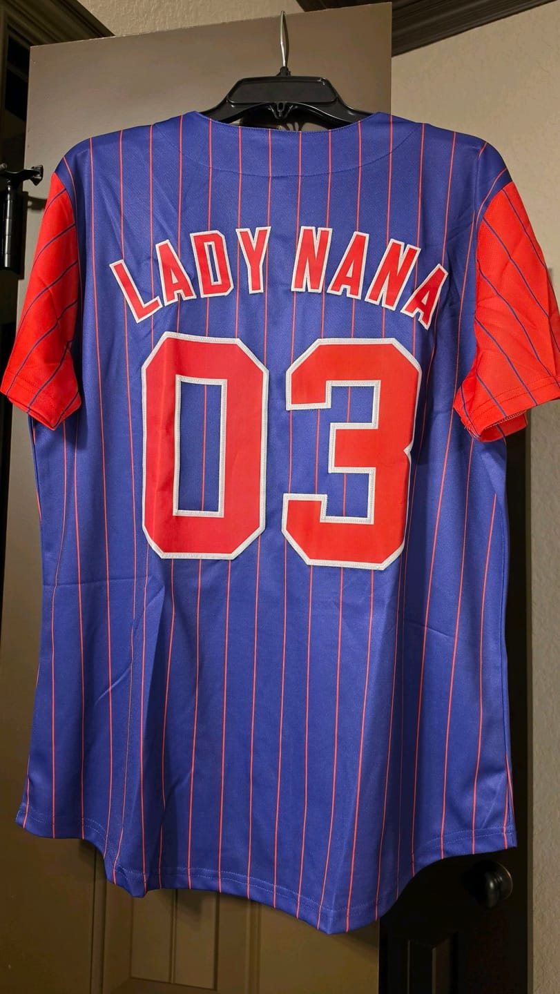 Customer photo review of Custom Purple Red-White Stripe Fashion Raglan Sleeves Authentic Baseball Jersey