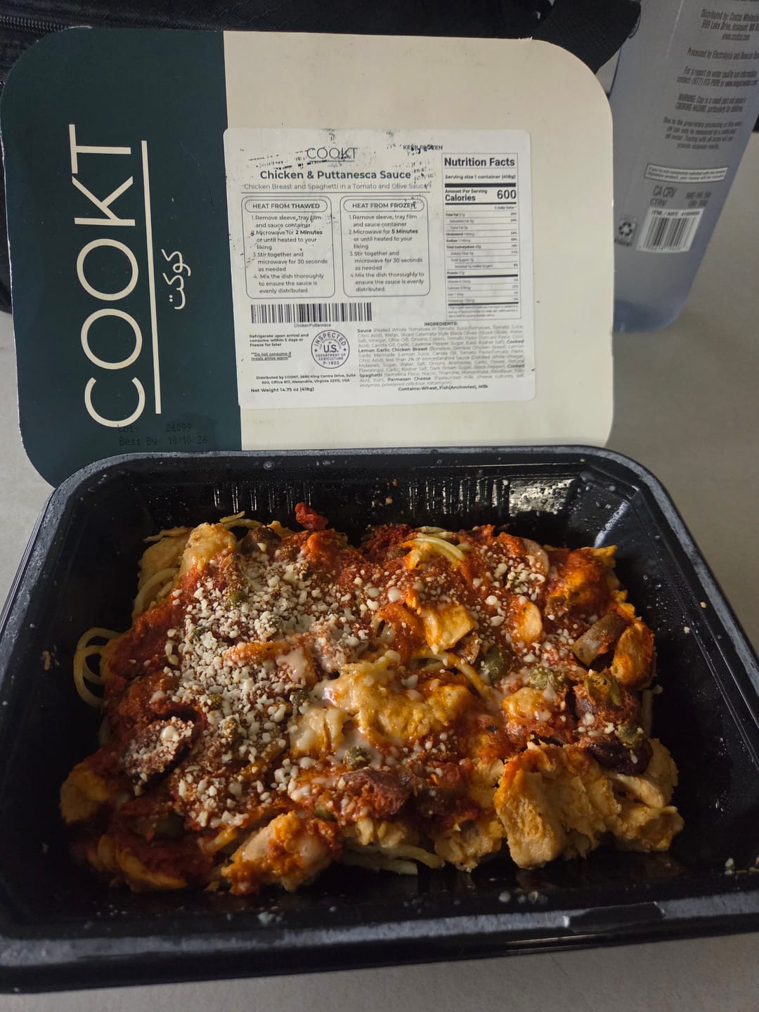 Customer photo review of Spaghetti Puttanesca with Sous Vide Marinated Chicken