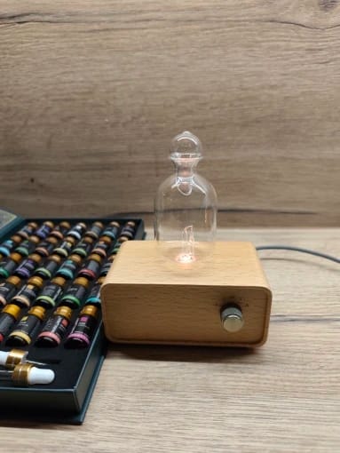 Customer photo review of Waterless Essential Oil Diffuser – Wood & Glass