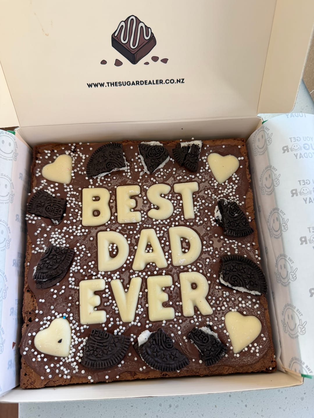 Customer photo review of Custom message heart brownie