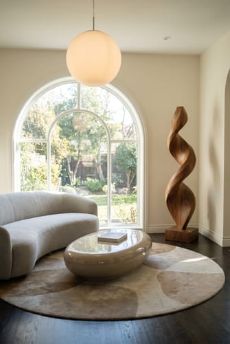 Customer photo review of Abstract Wood Sculpture With Tall Fluid Ribbon Form