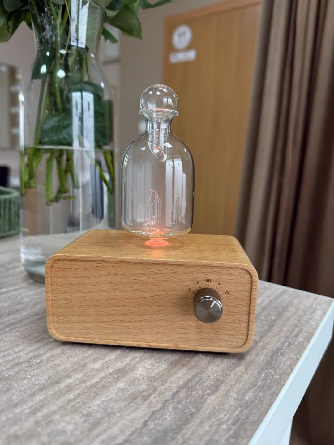 Customer photo review of Waterless Essential Oil Diffuser – Wood & Glass