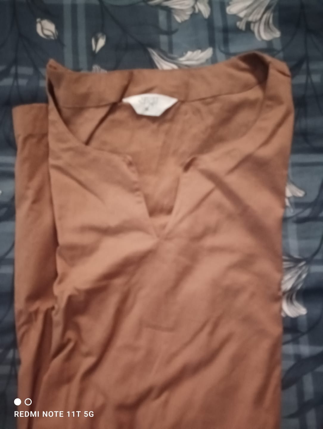 Customer photo review of Women Coffee Brown Airy Linen Mid Thigh Length Kurta