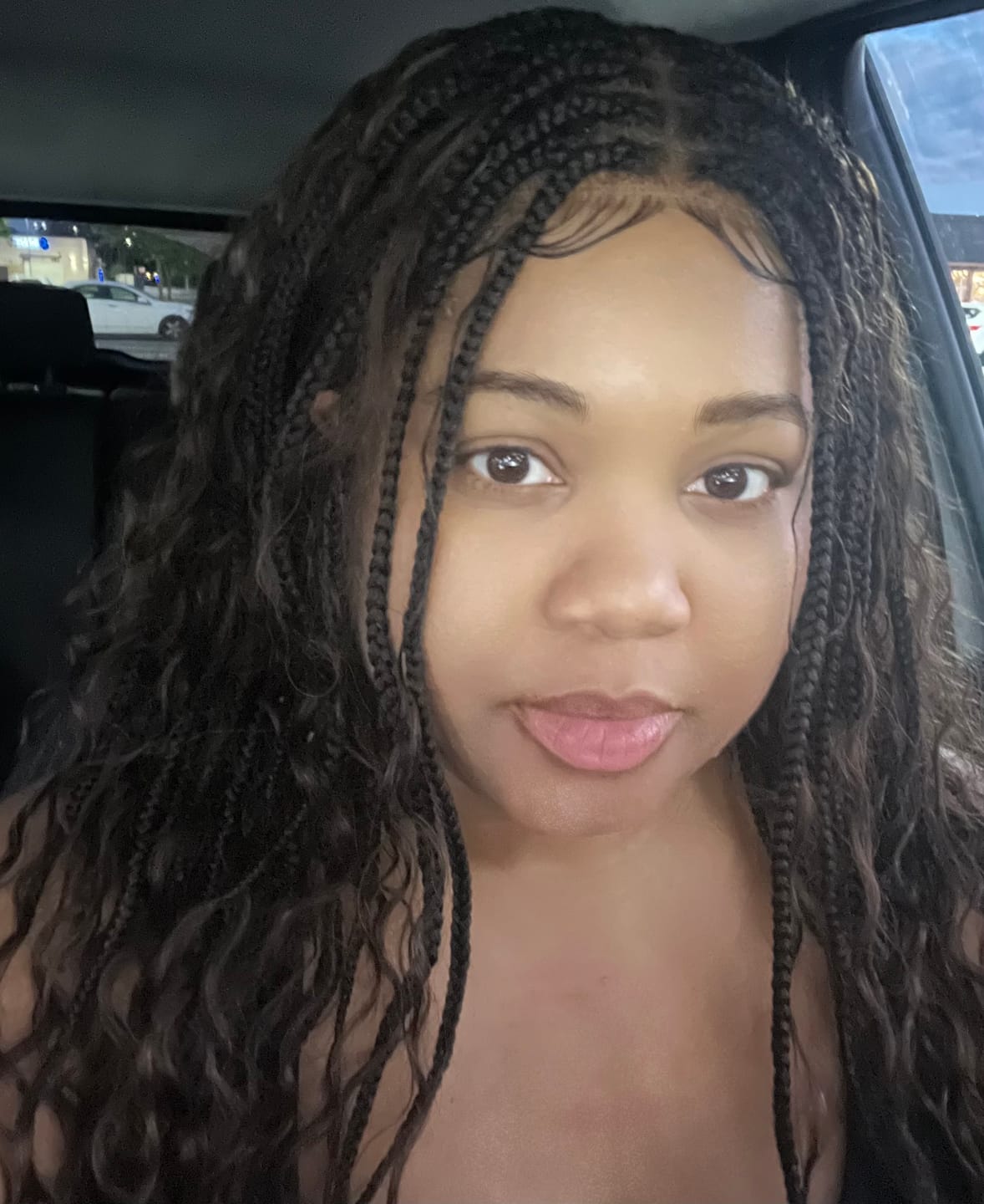 Customer photo review of Kiki -  24" Pre Bleached Human Hair Lace Base Swiss HD Full Lace Human Hair Curls Boho Box Braided Wig