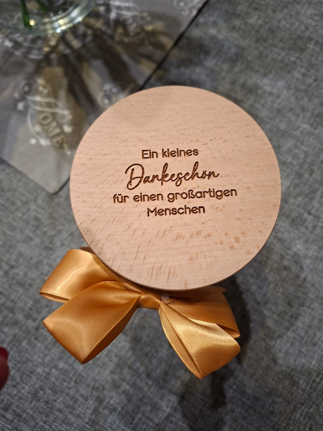 Customer photo review of Geschenk-Glas "Ein kleines Dankeschön für einen großartigen Menschen"