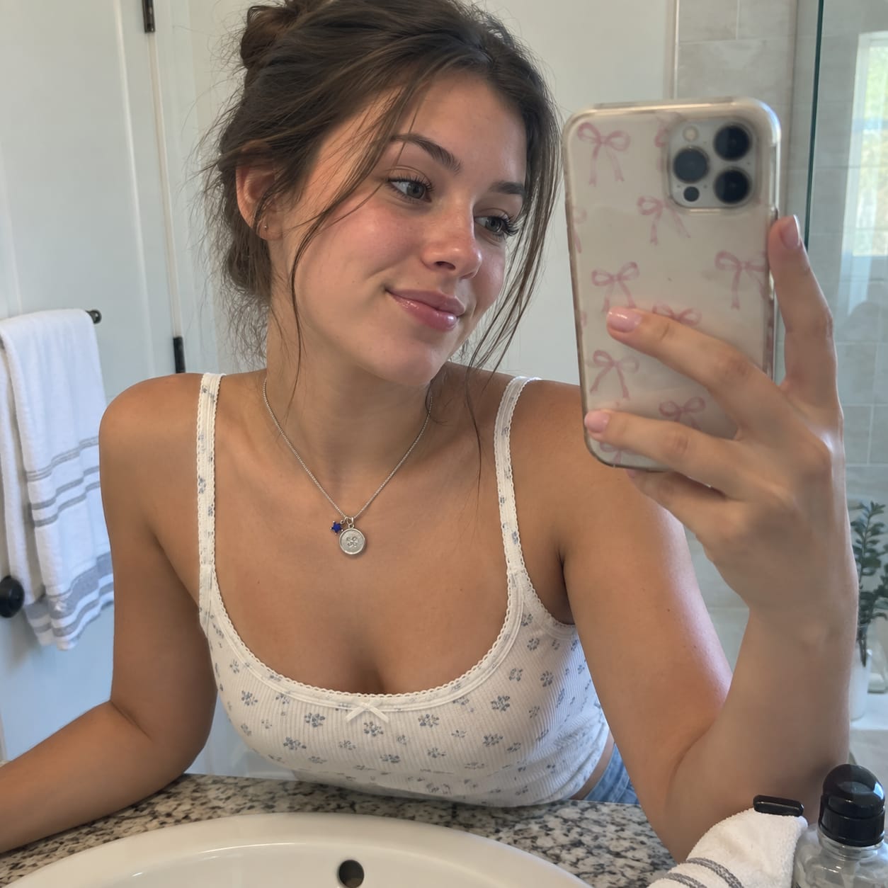 Customer photo review of LUMI x Coraline Button Necklace