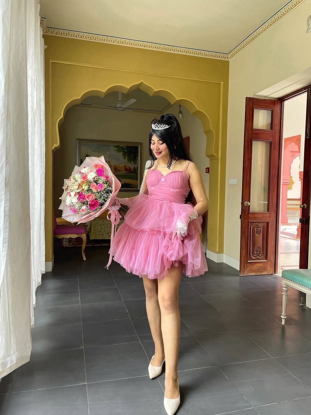 Customer photo review of Pink Glow Barbie Ruffle Dress