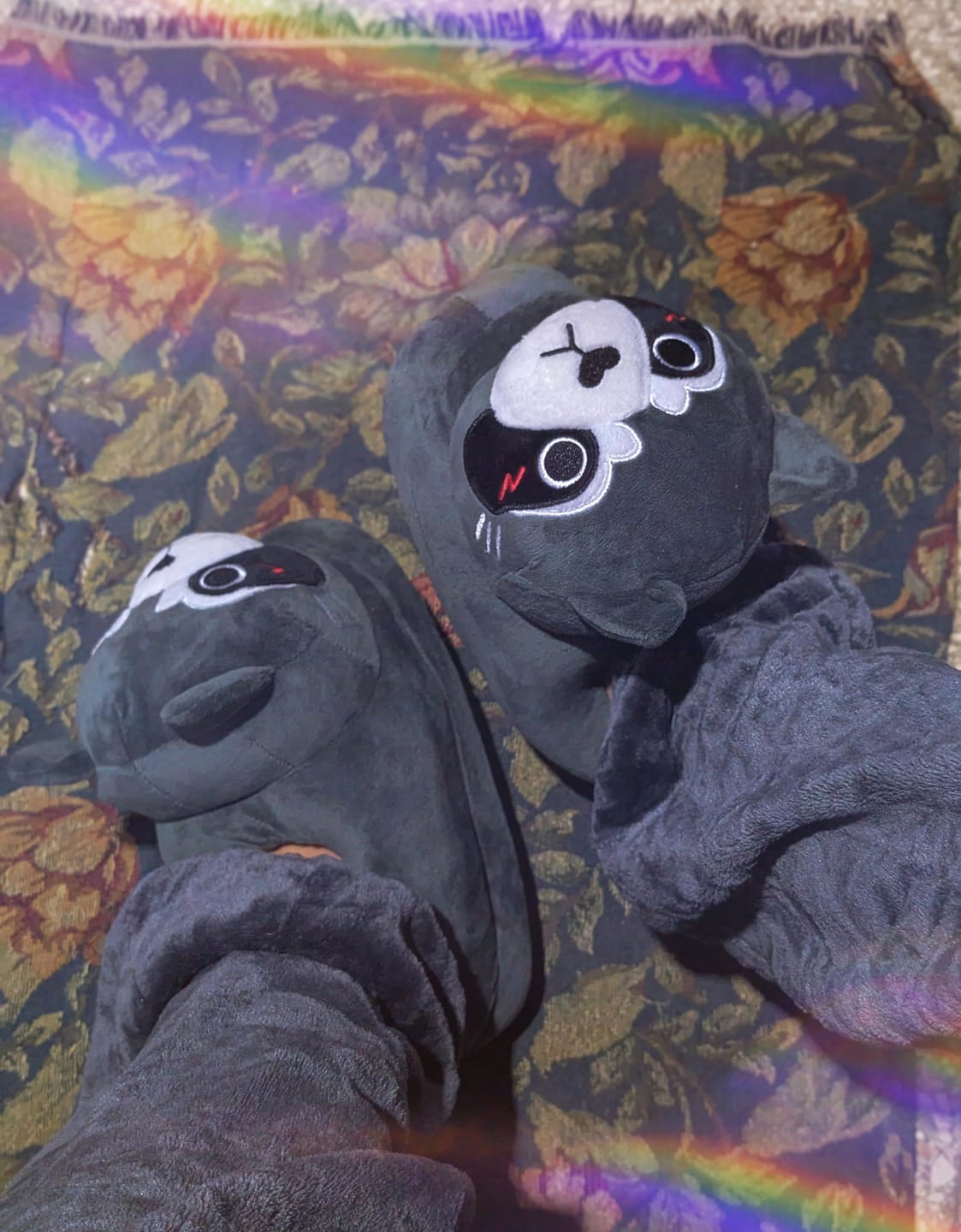 Customer photo review of OLAOLA Raccoon Slippers Warm Plush Animal Indoor Non-slip Home Fluffy Thick Bottom Shoes Gifts For Birthday Christmas