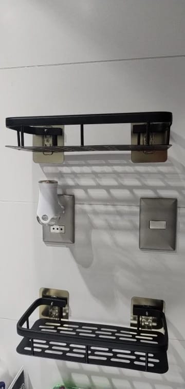 Customer photo review of 2-Pack Shower Caddy | No-Drill Bathroom Shelf