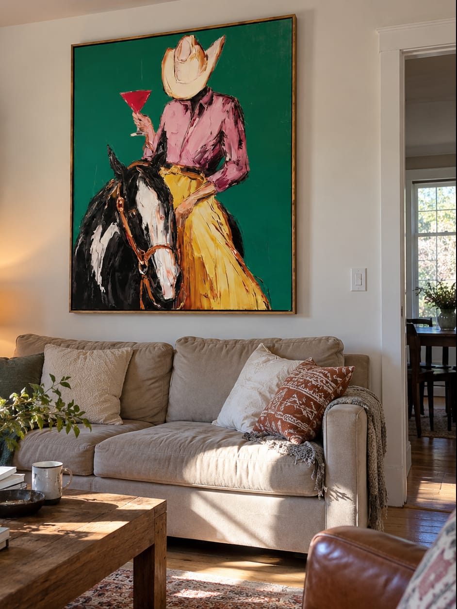 Customer photo review of Saddle Toast-Cowgirl Horse Painting