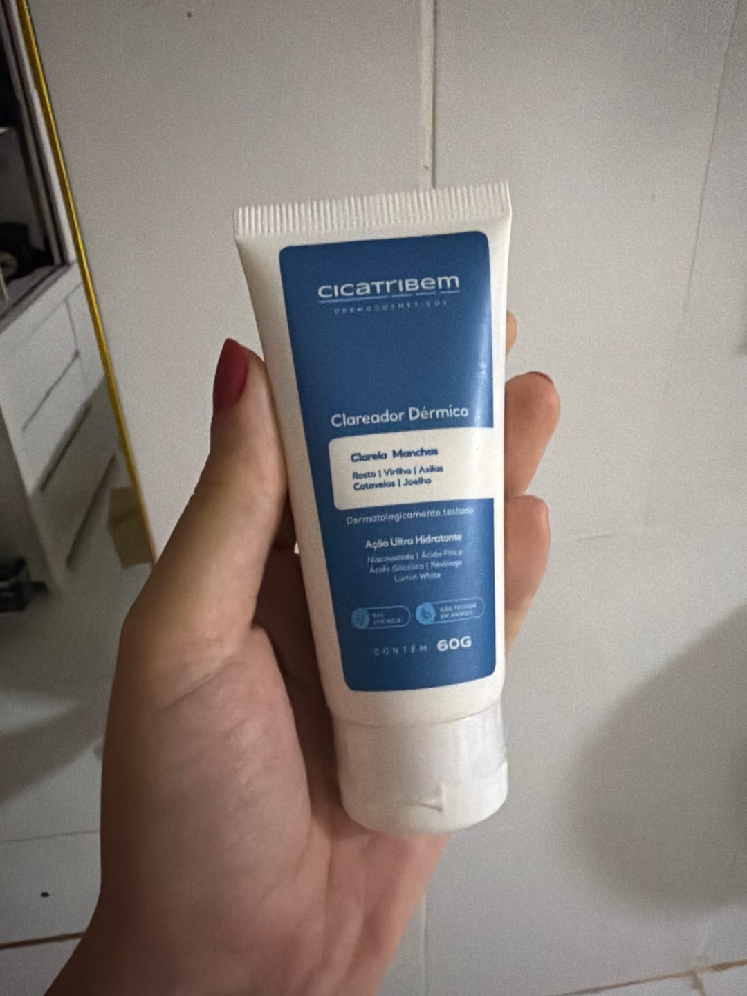 Customer photo review of Creme Clareador de Manchas – Melasma, Axilas, Virilha, Áreas Íntimas, Rosto e Corpo