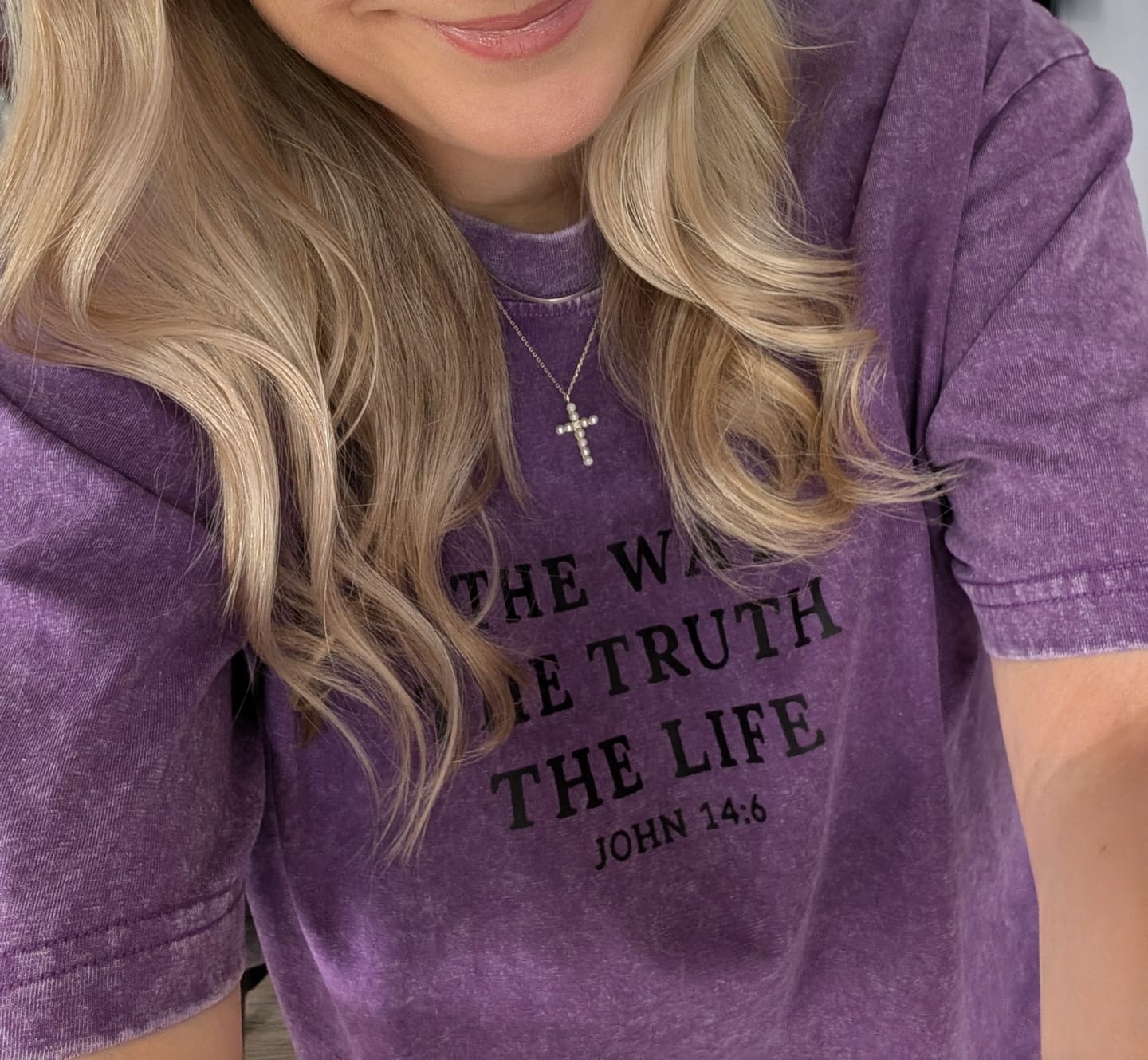 Customer photo review of Christianartworkshop Jesus ist der Weg, die Wahrheit, das Leben – Johannes 14,6 (Gewaschenes T-Shirt)