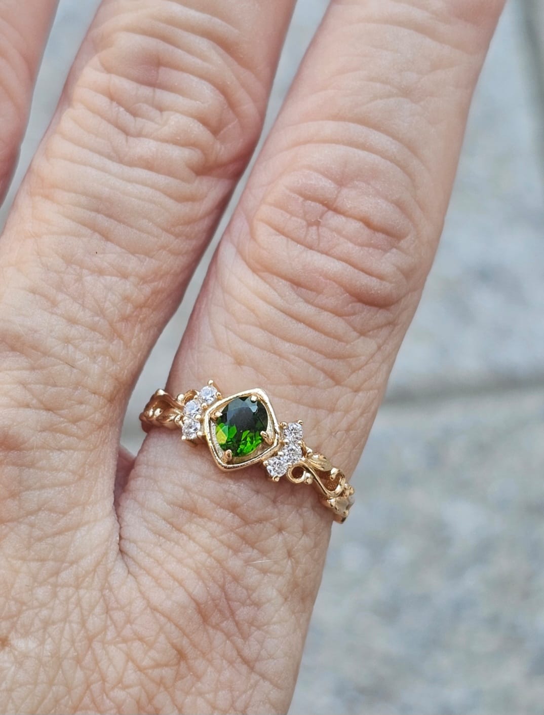 Customer photo review of Anello Diopsite | Argento 925 placcato oro 14k - NON REGOLABILE