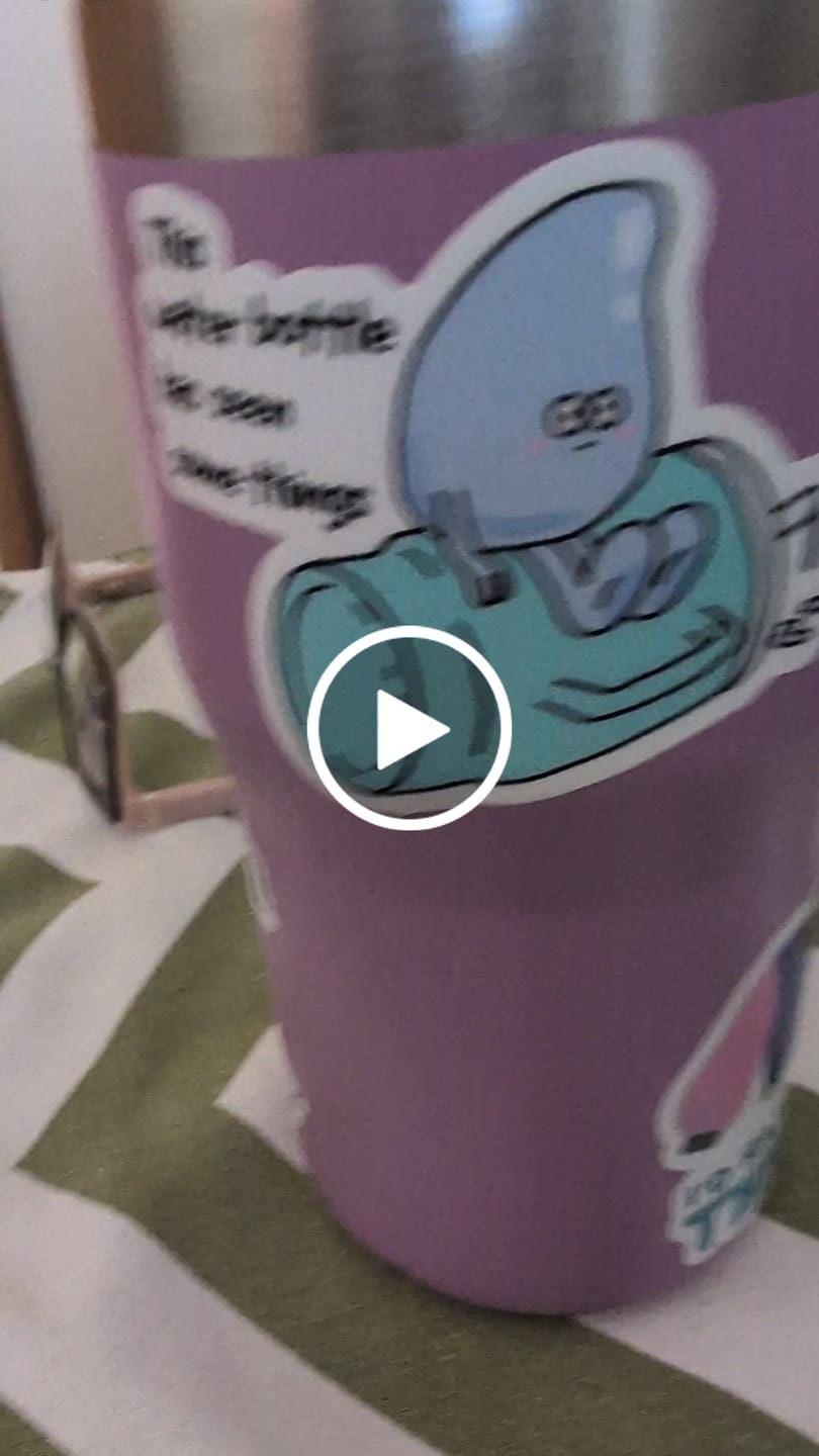 Customer video review of "This water bottle has seen some things" Hydration Sticker