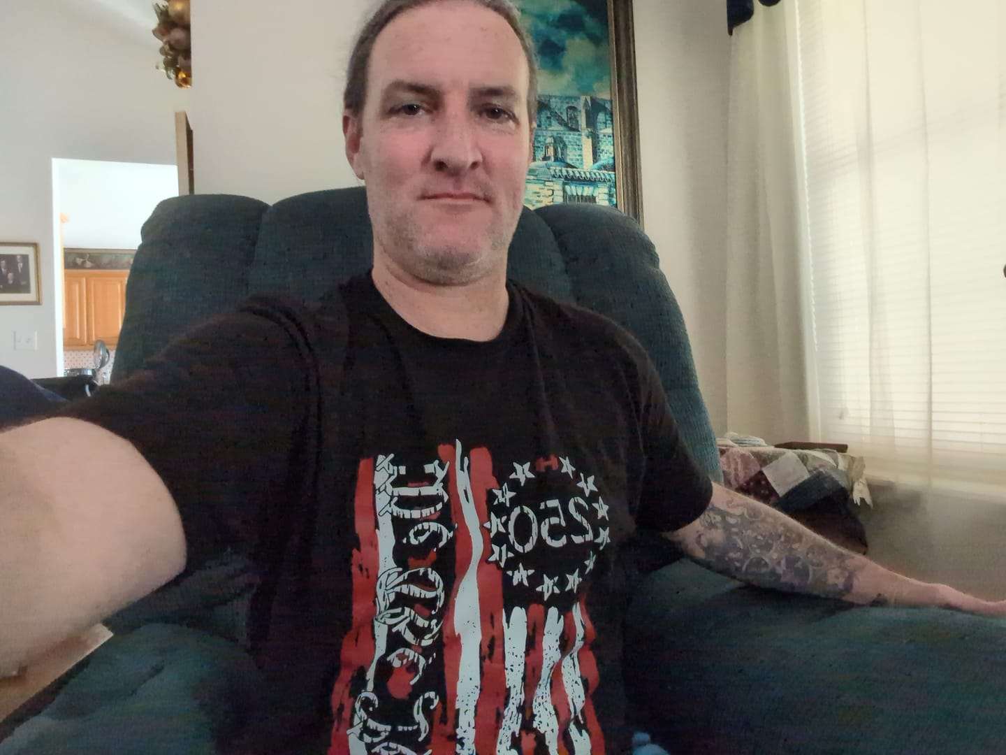 Customer photo review of Free We The People 250 Flag T-Shirt