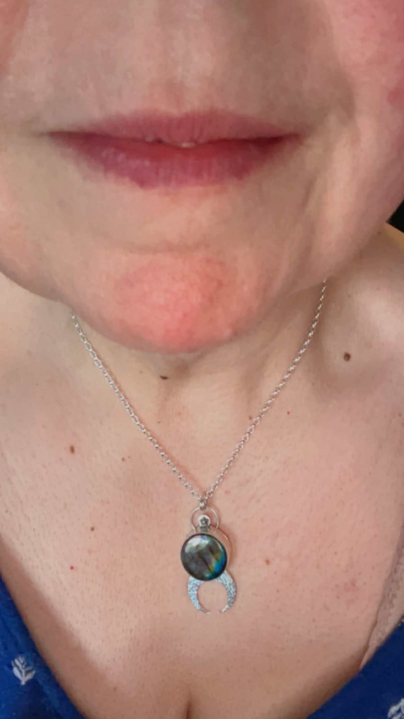 Customer photo review of Gloam Pendant | Sterling Silver Labradorite Crescent Moon Pendant
