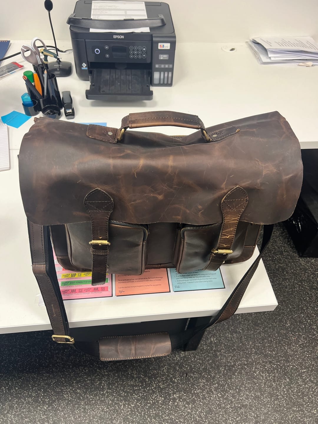 Customer photo review of Monarch | Buffalo Leather Business Bag