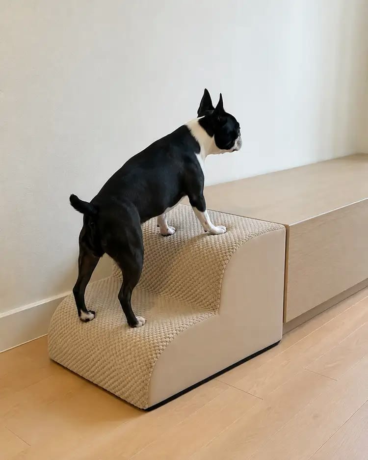 Customer photo review of AuraEase Soft Dog Stairs for Bed & Couch