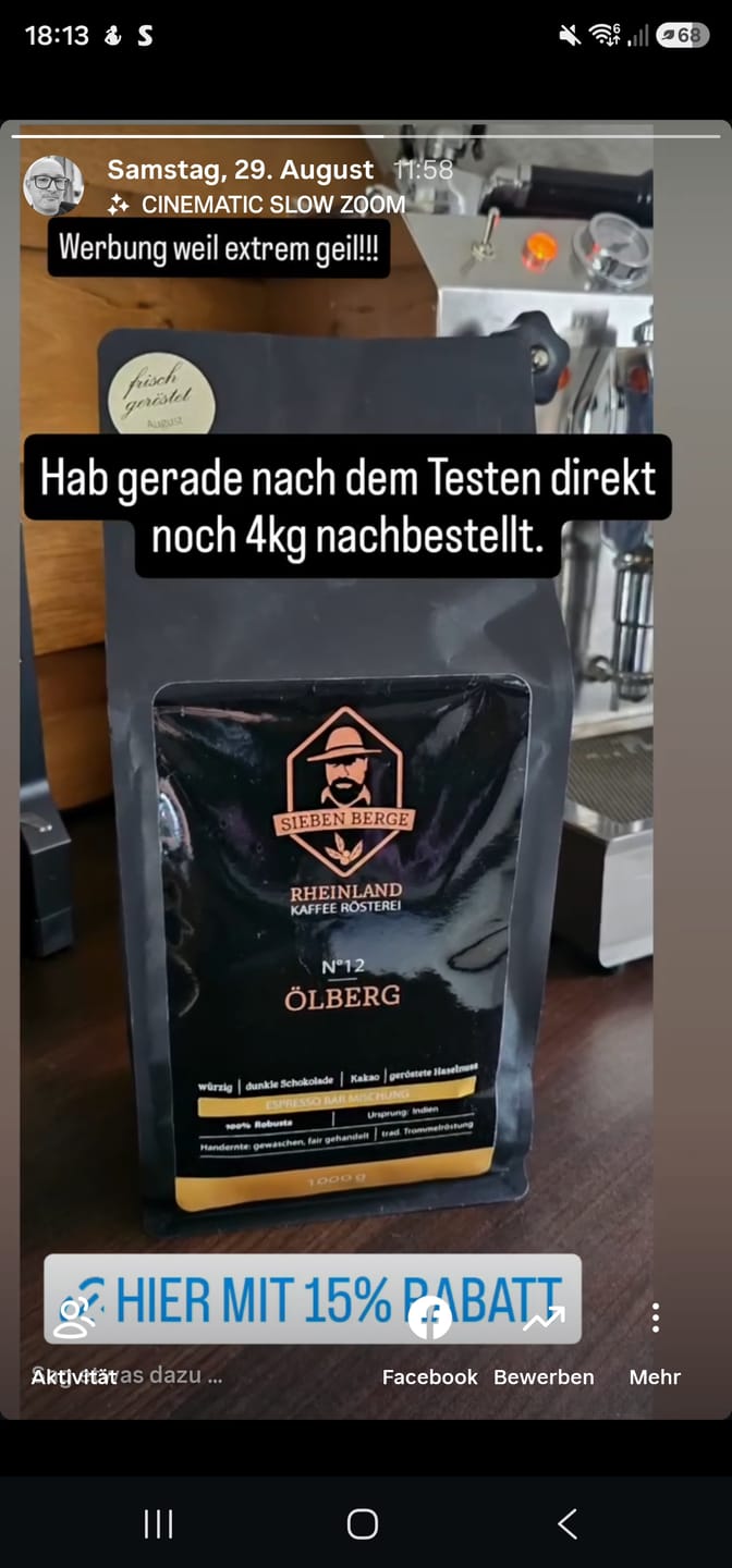 Customer photo review of N°12 Ölberg – Espresso Bar Mischung