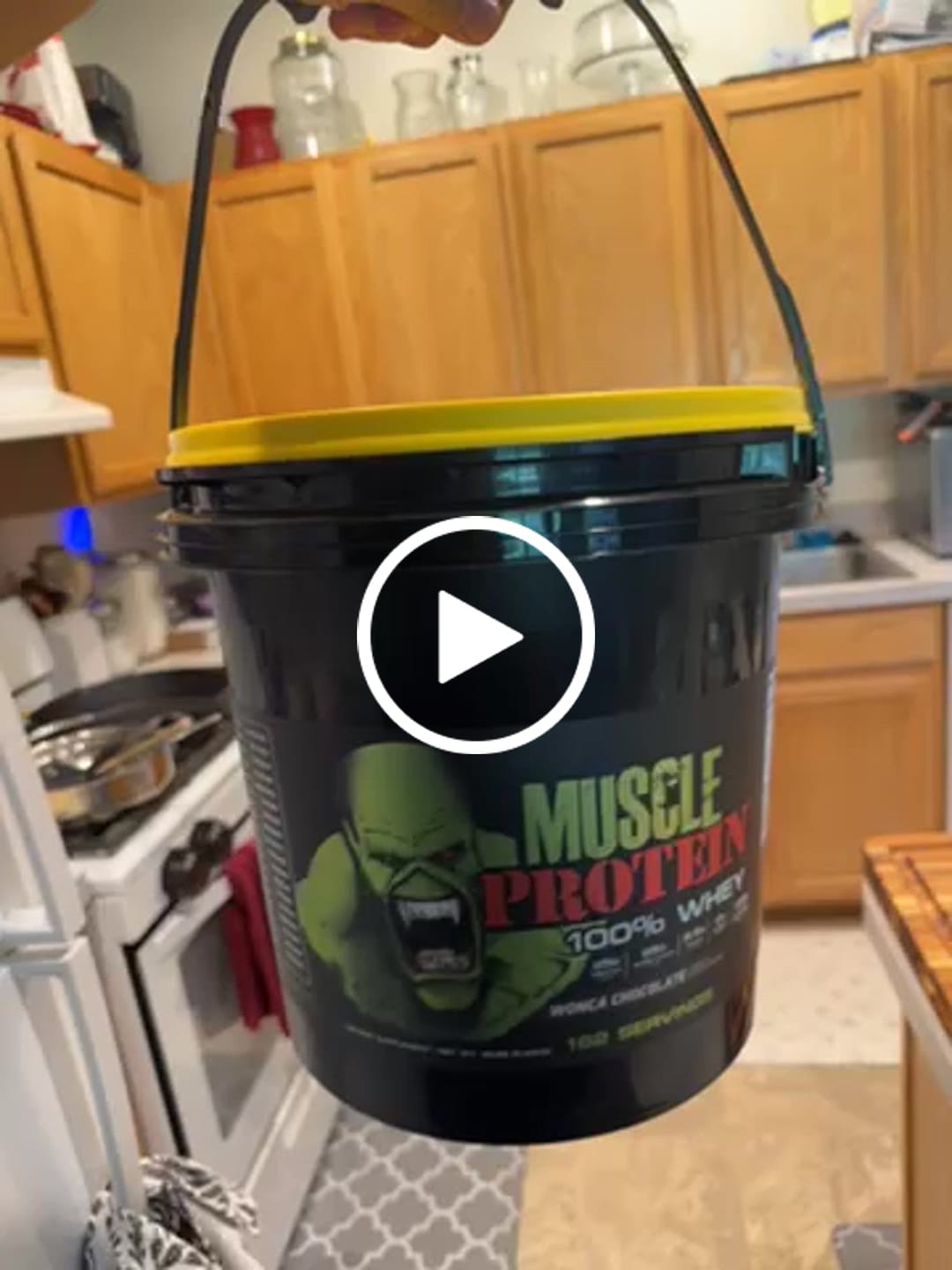 Customer video review of Whey Protein Powder Bucket