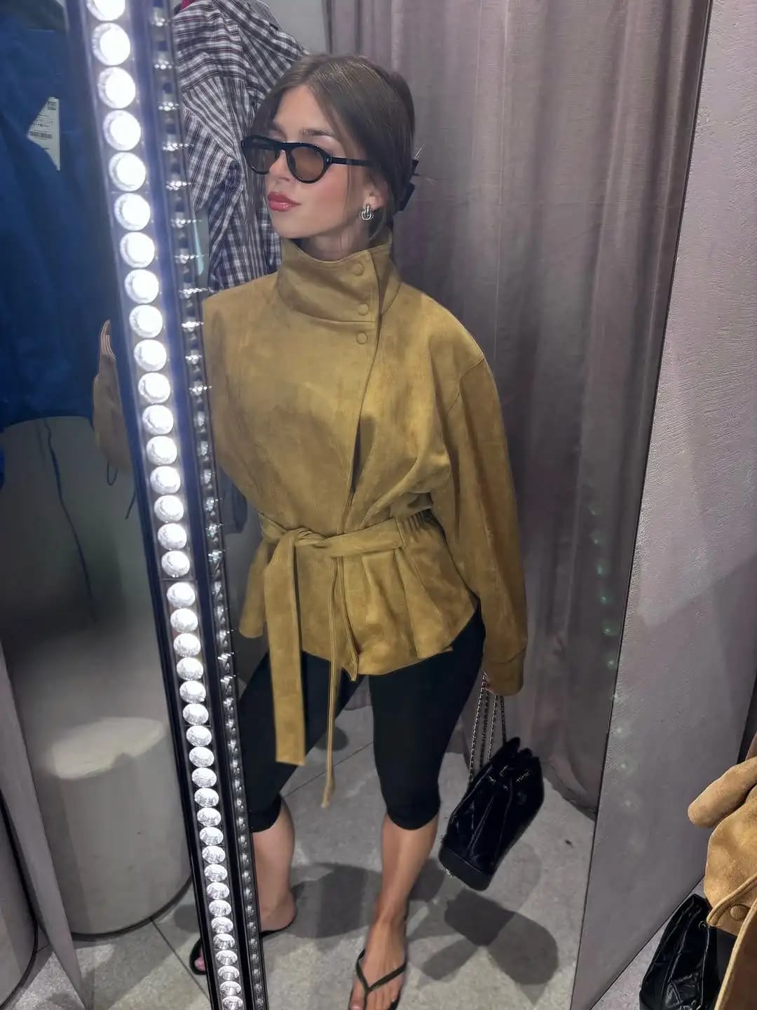 Customer photo review of Anna Lace-Up Suede Jacket