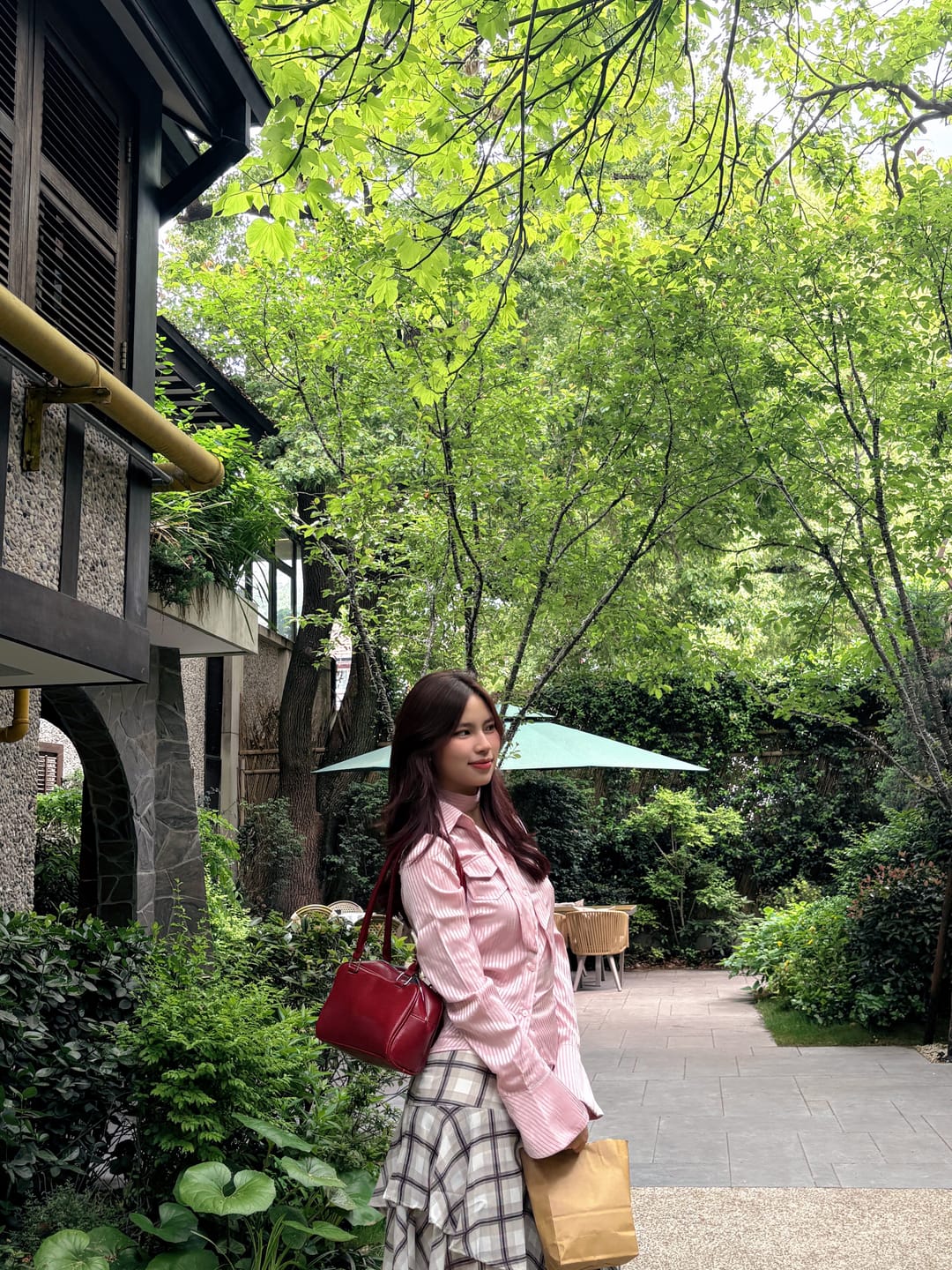 Customer photo review of VATTY™ Women's Pink Satin Striped Long-Sleeve Shirt