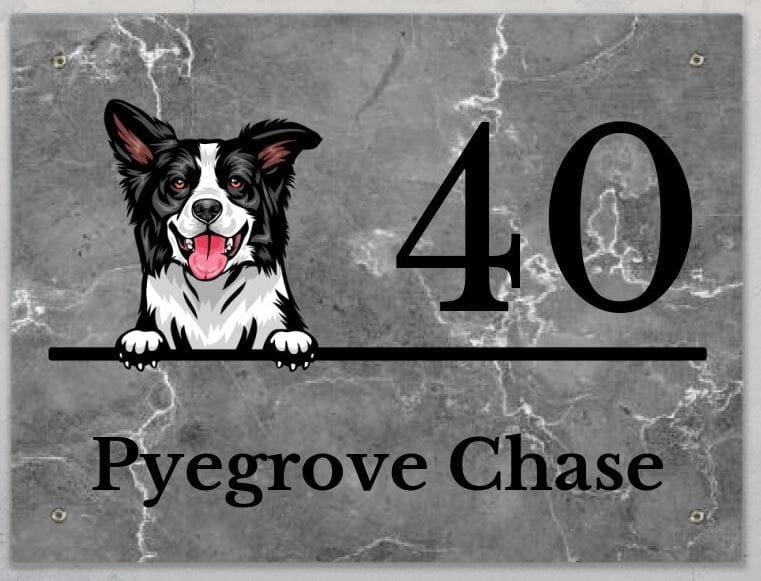 Customer photo review of House number marble look - Personalised Door Sign