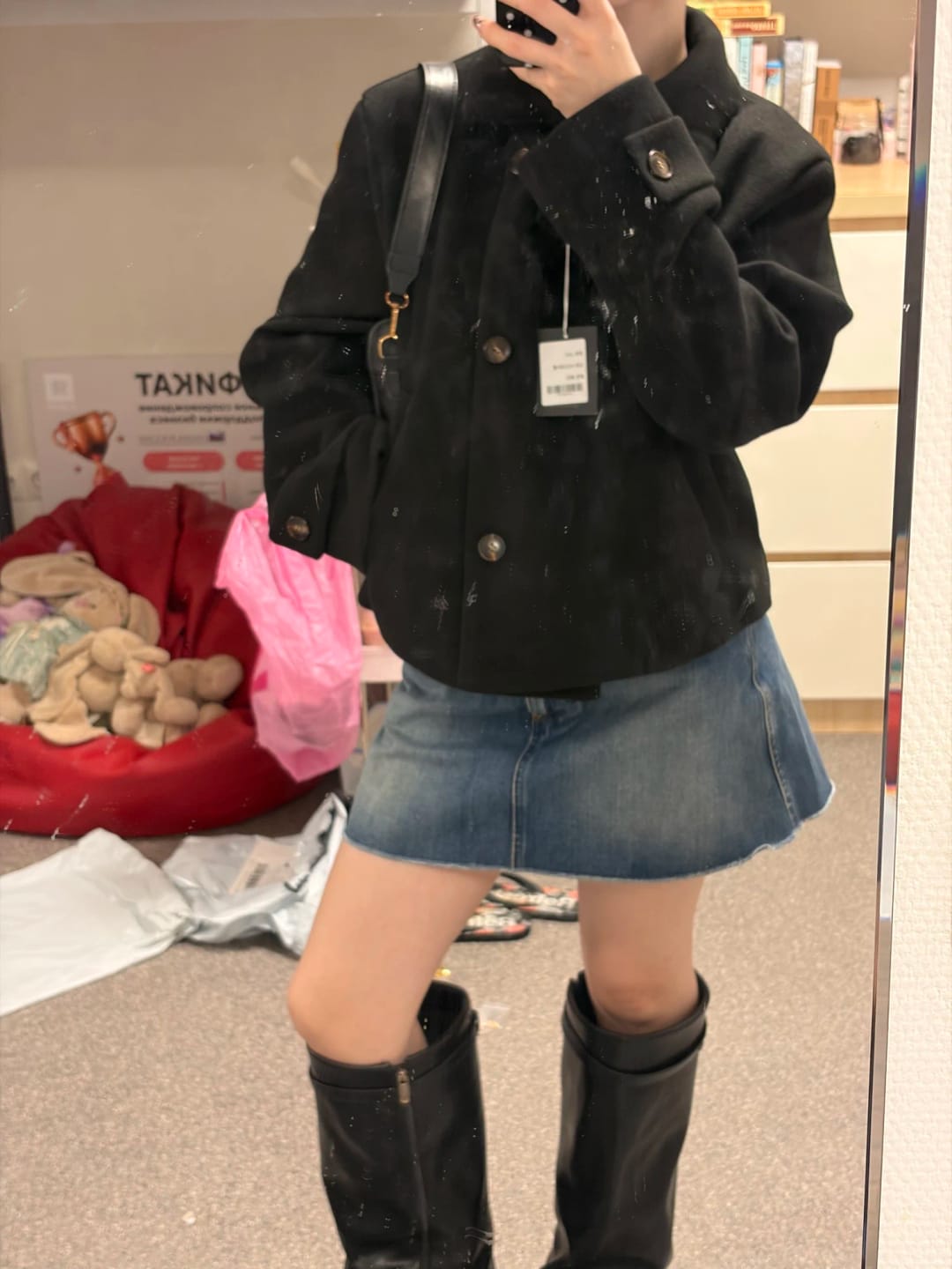 Customer photo review of Rose Buckle Stand Collar Coat