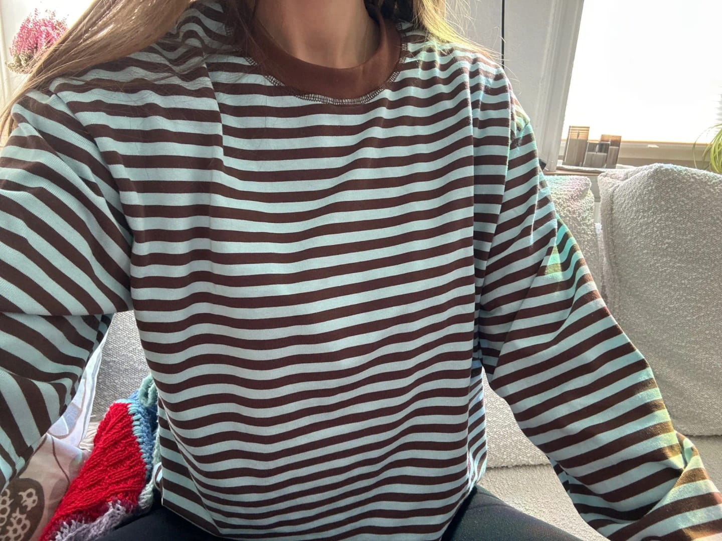Customer photo review of Vivien Striped Oversized Knit Sweater