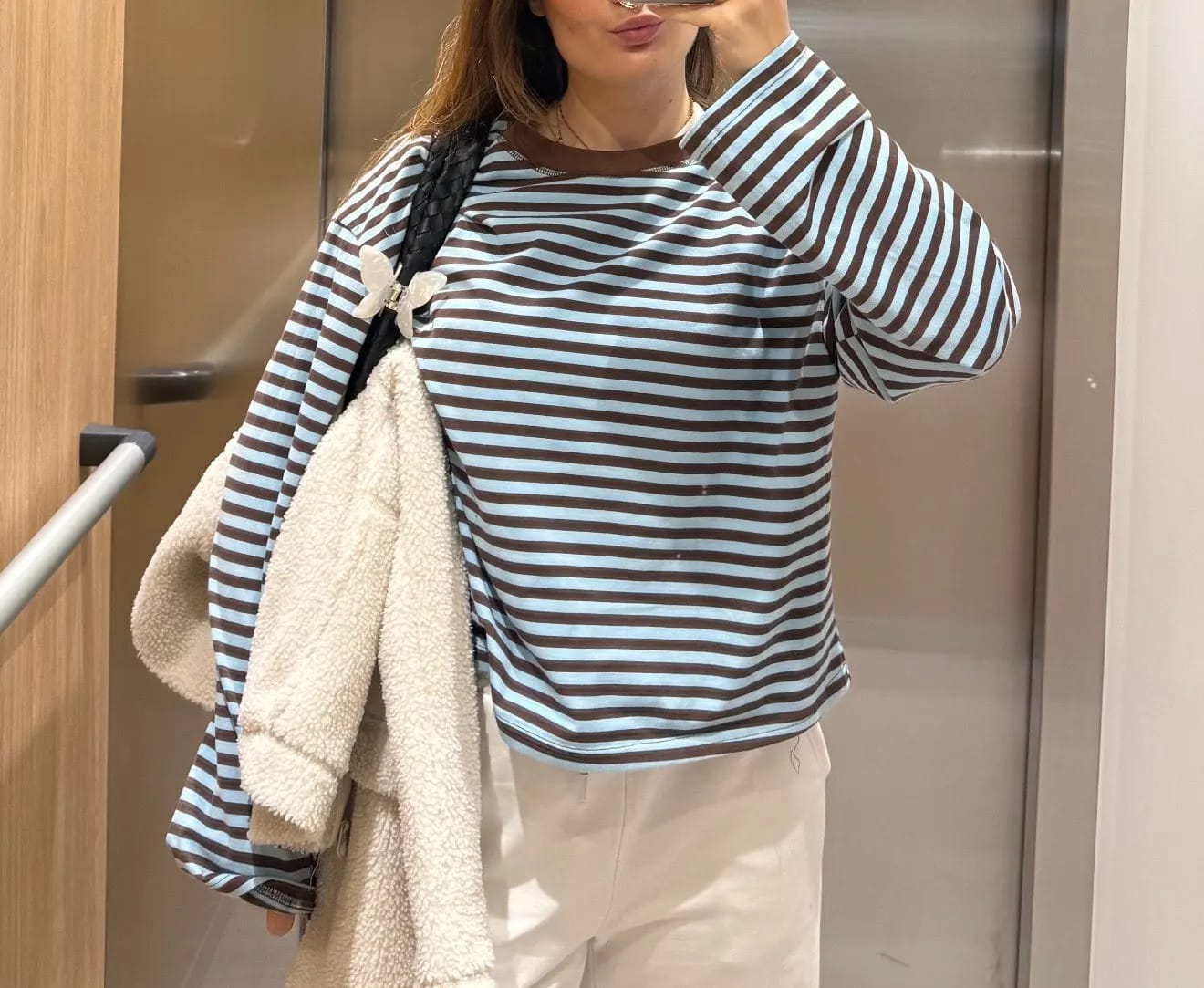 Customer photo review of Vivien Striped Oversized Knit Sweater
