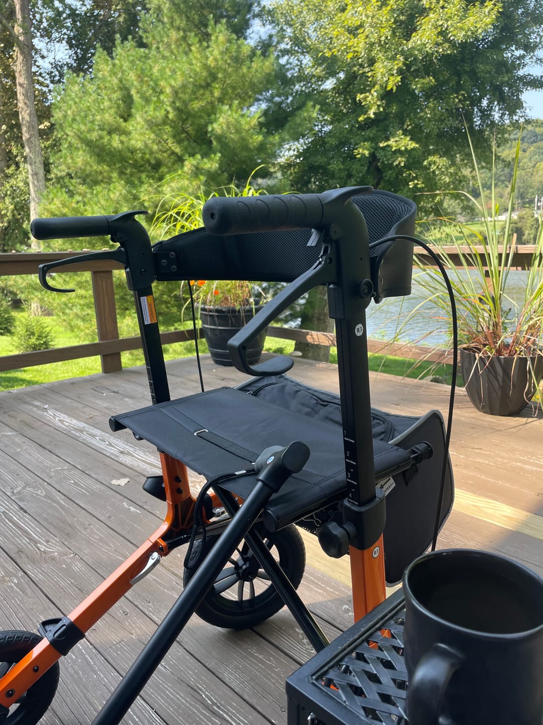 Customer photo review of KLD-9212 Dual-Brake All Terrain Rollator Walker with Seat and 12" Wheels