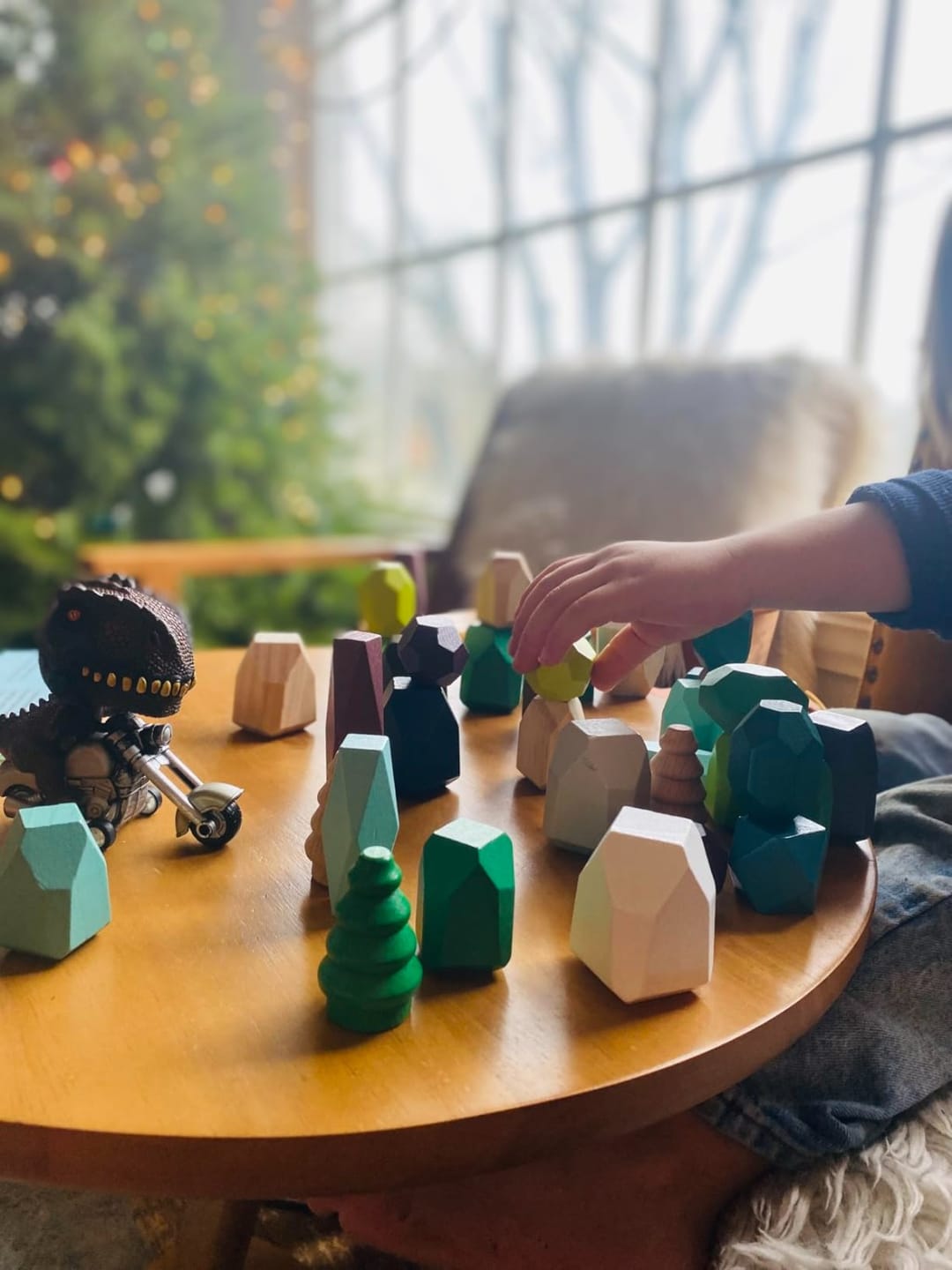 Customer photo review of Montessori Holzsteine Stapelset Kleinkind | Bunte Balanciersteine Feinmotorik Kreativspiel