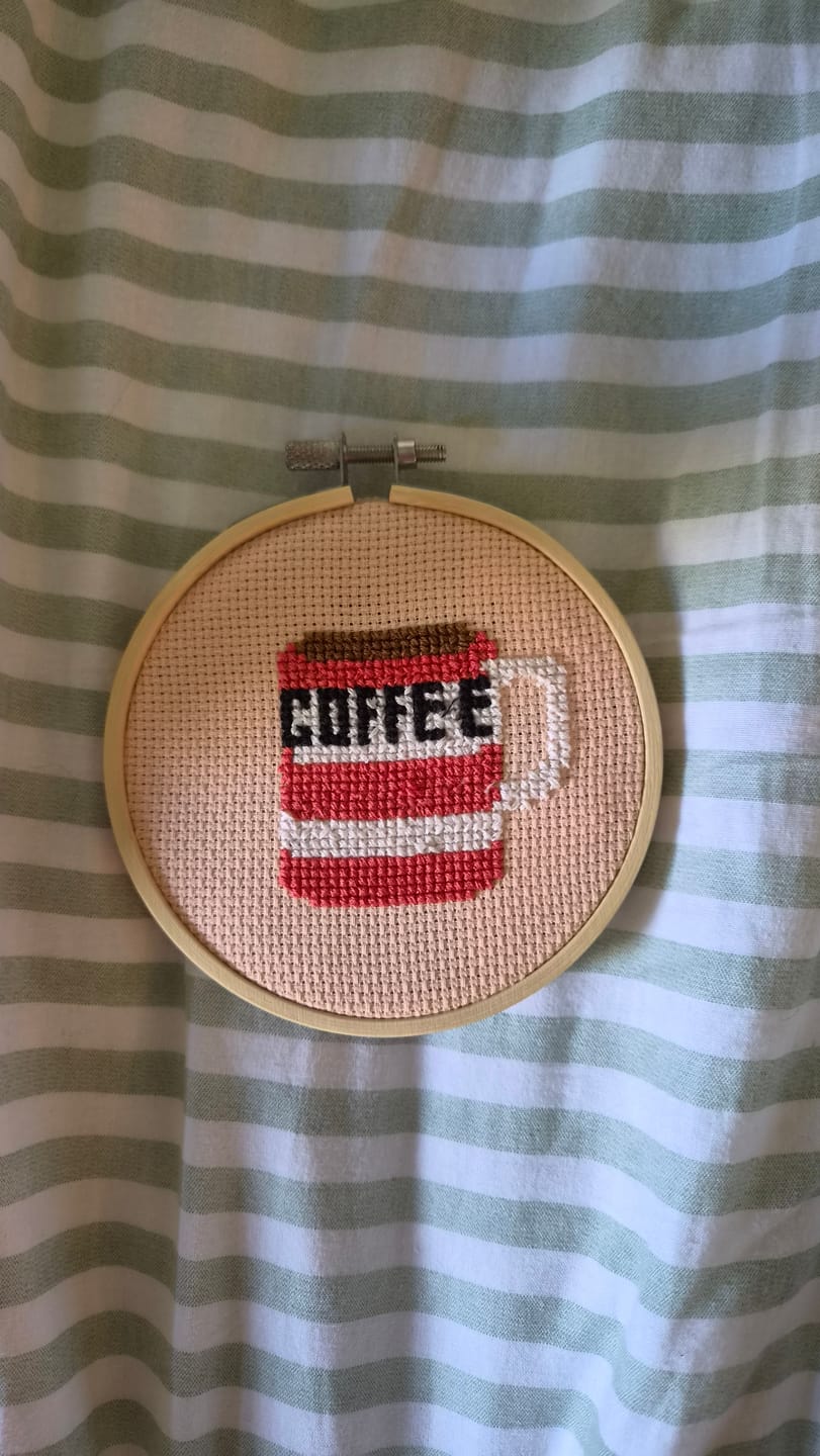 Customer photo review of Coffee Cross Stitch Kit