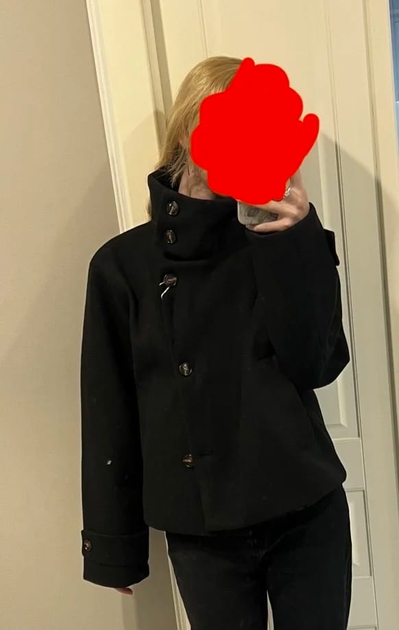 Customer photo review of Rose Buckle Stand Collar Coat