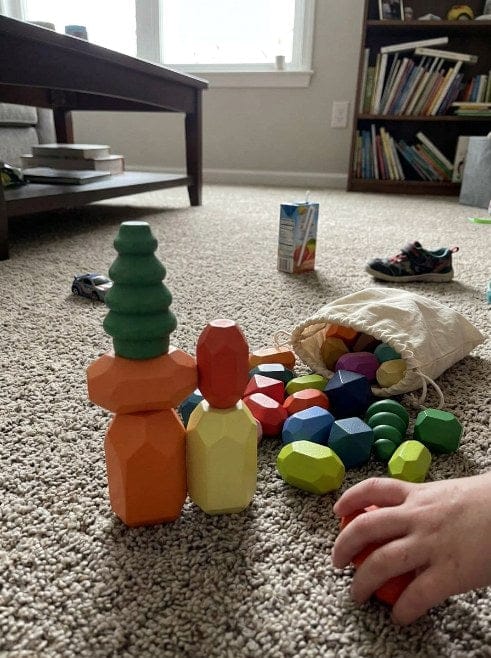Customer photo review of Montessori Holzsteine Stapelset Kleinkind | Bunte Balanciersteine Feinmotorik Kreativspiel