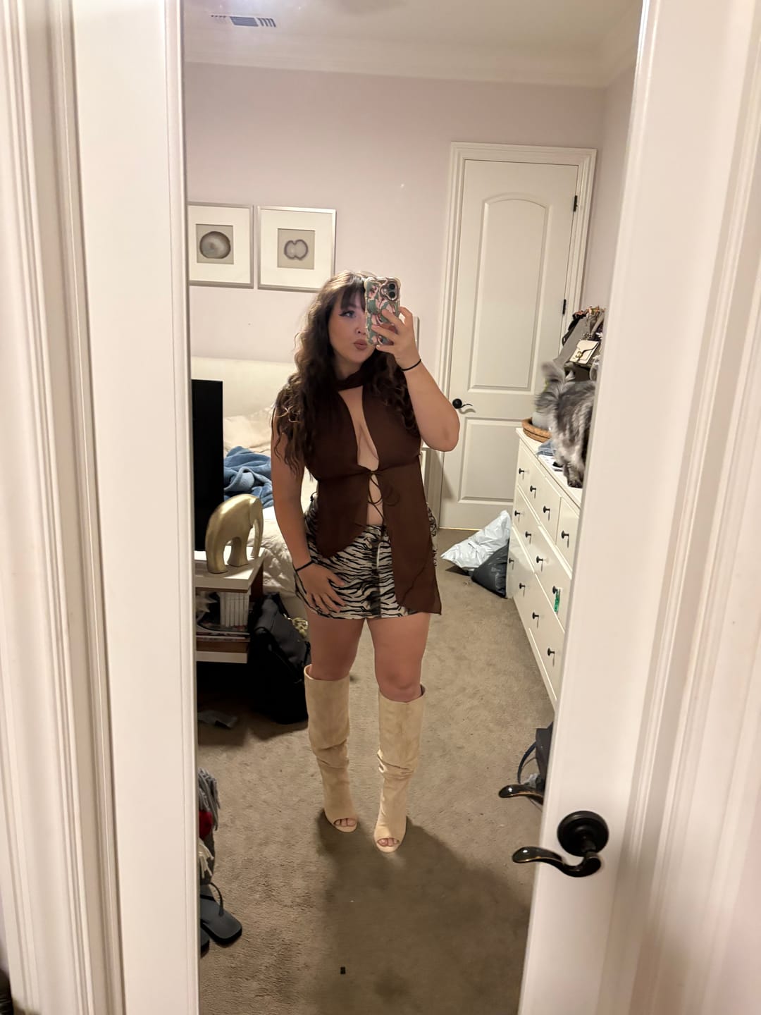 Customer photo review of VINCENT-NUDE PEEP TOE WEDGE SLOUCH BOOT